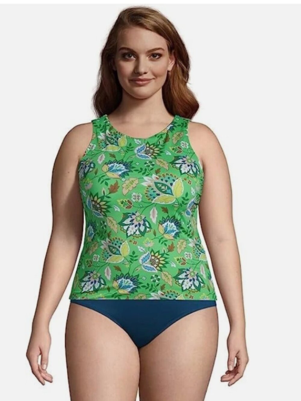 Lands End Floral Tankini Underwire Swim Top High Neckline Size 22W